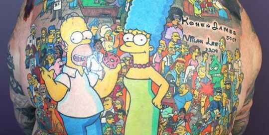 Tatuaje record de los simpsons, más de 200 en toda la espalda! 4